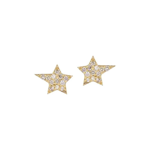 Star Gold Earrings with Diamond Stones