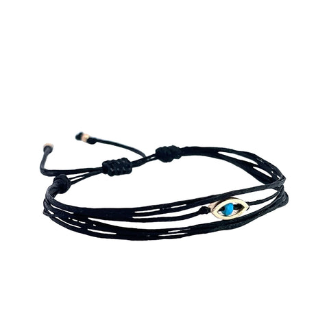  Eye-shaped Gold Cord Bracelet with Natural Stones