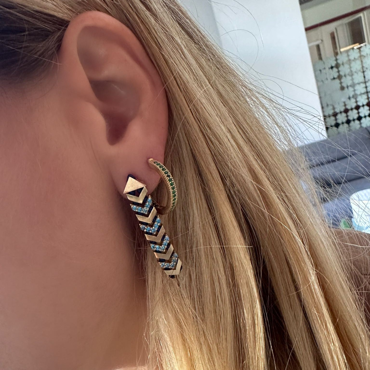 Long Arrow Stone Earring