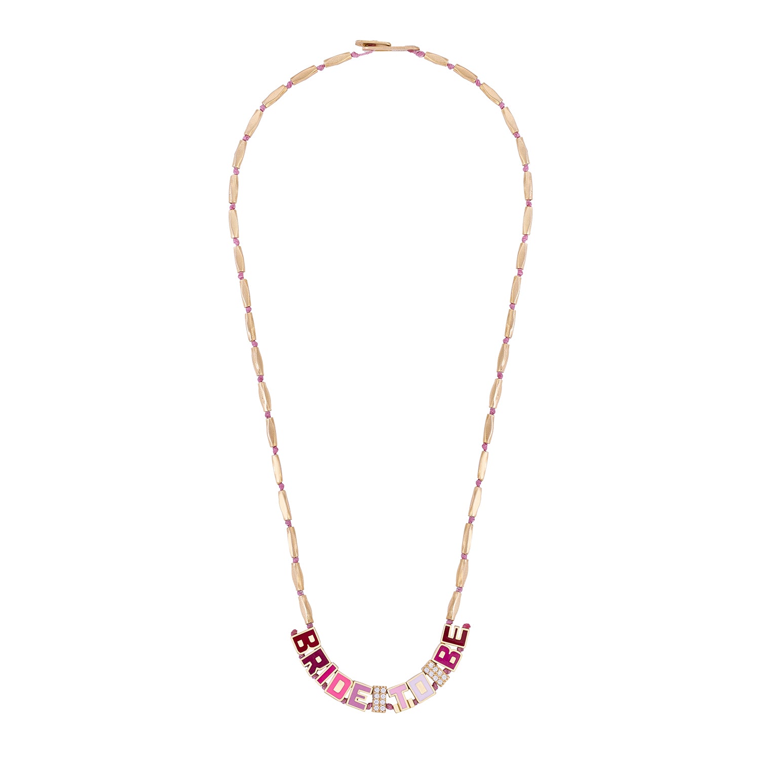 Enamel Name Necklace with Stones