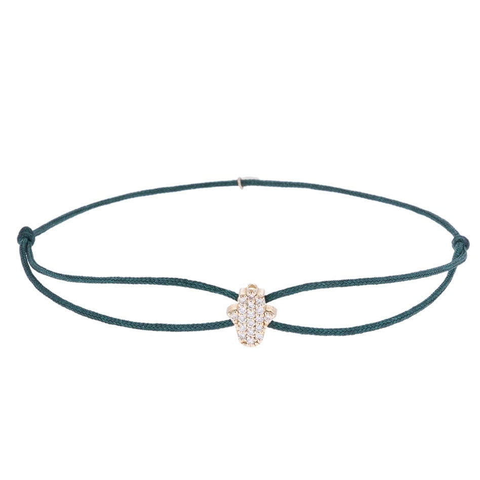 Hamsa Sparkle Gold Cord Bracelet