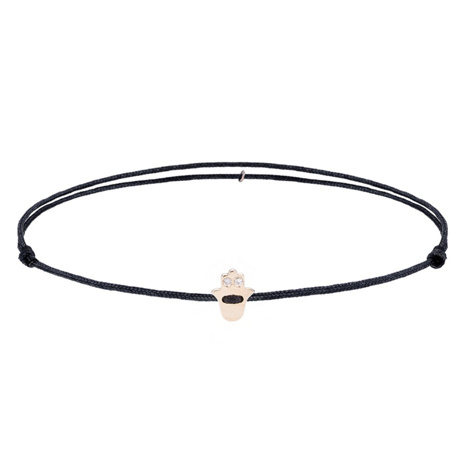 Twin Stones Hamsa Gold Cord Bracelet