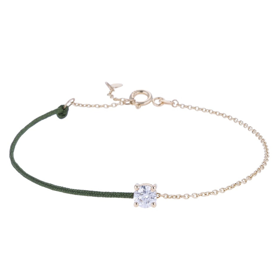 Circle Glow Cord and Chain Gold Bracelet