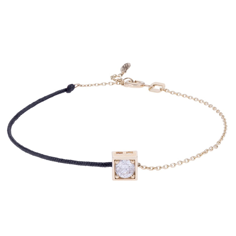 Square Cord ve Chain Gold Bracelet