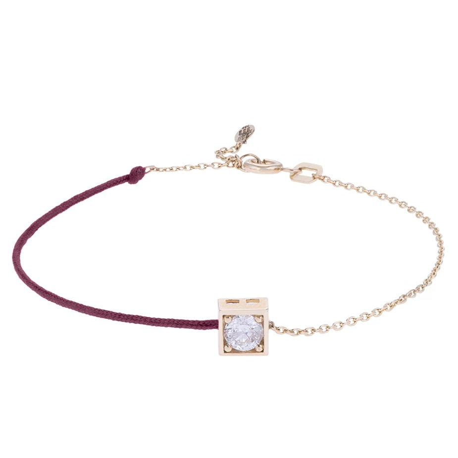 Square Cord ve Chain Gold Bracelet