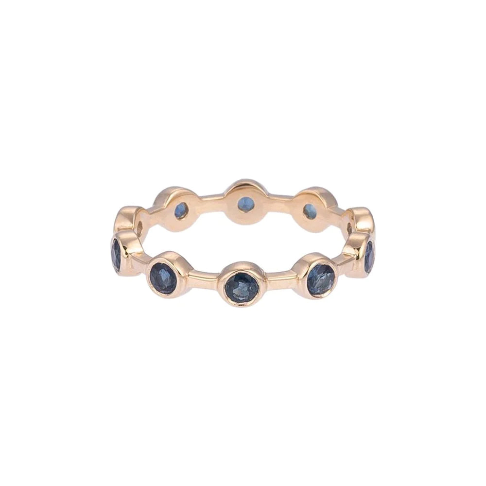 Circle Gold Ring with Sapphire Stones