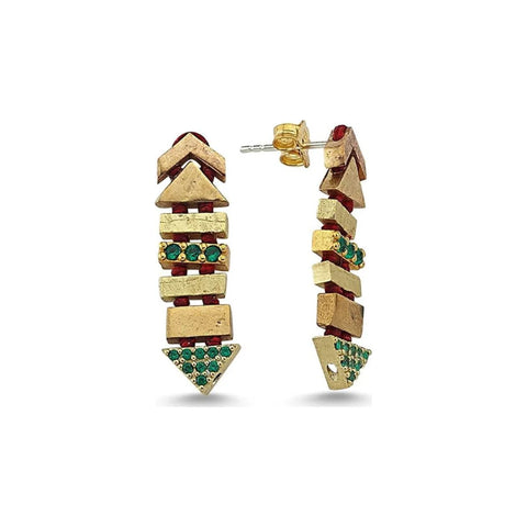 Stairs Earrings with Stone Detail