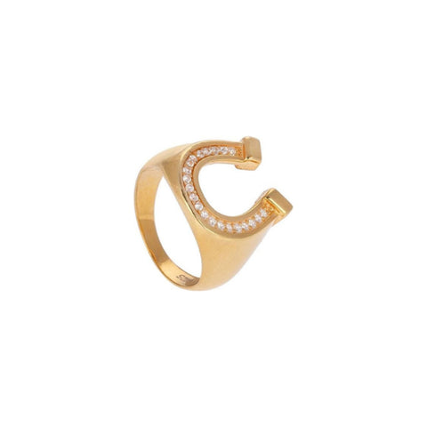 Horseshoe Luck Ring with Stones