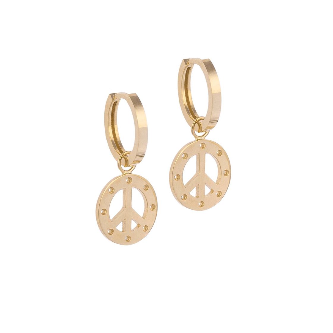 Peace Sign-shaped Gold Earring Charm