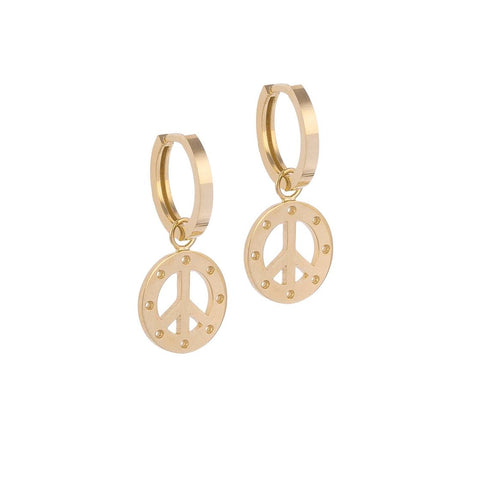 Peace Sign Gold Earrings