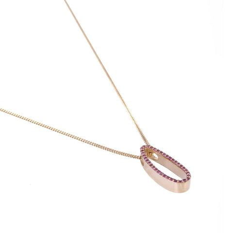  Drop Gold Necklace with Ruby Stones