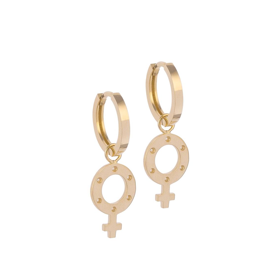 Female Sign-shaped Gold Earring Charm