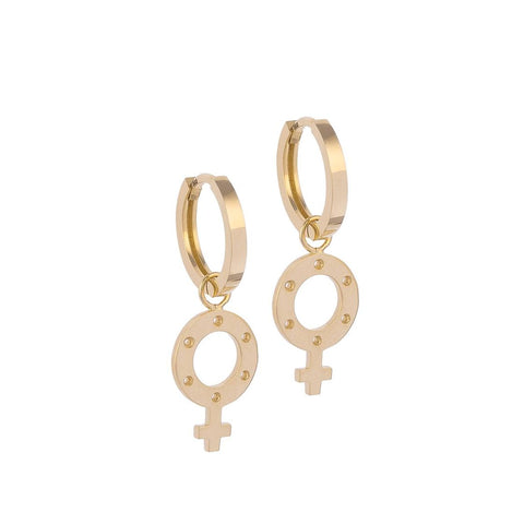 Female Sign Gold Earrings