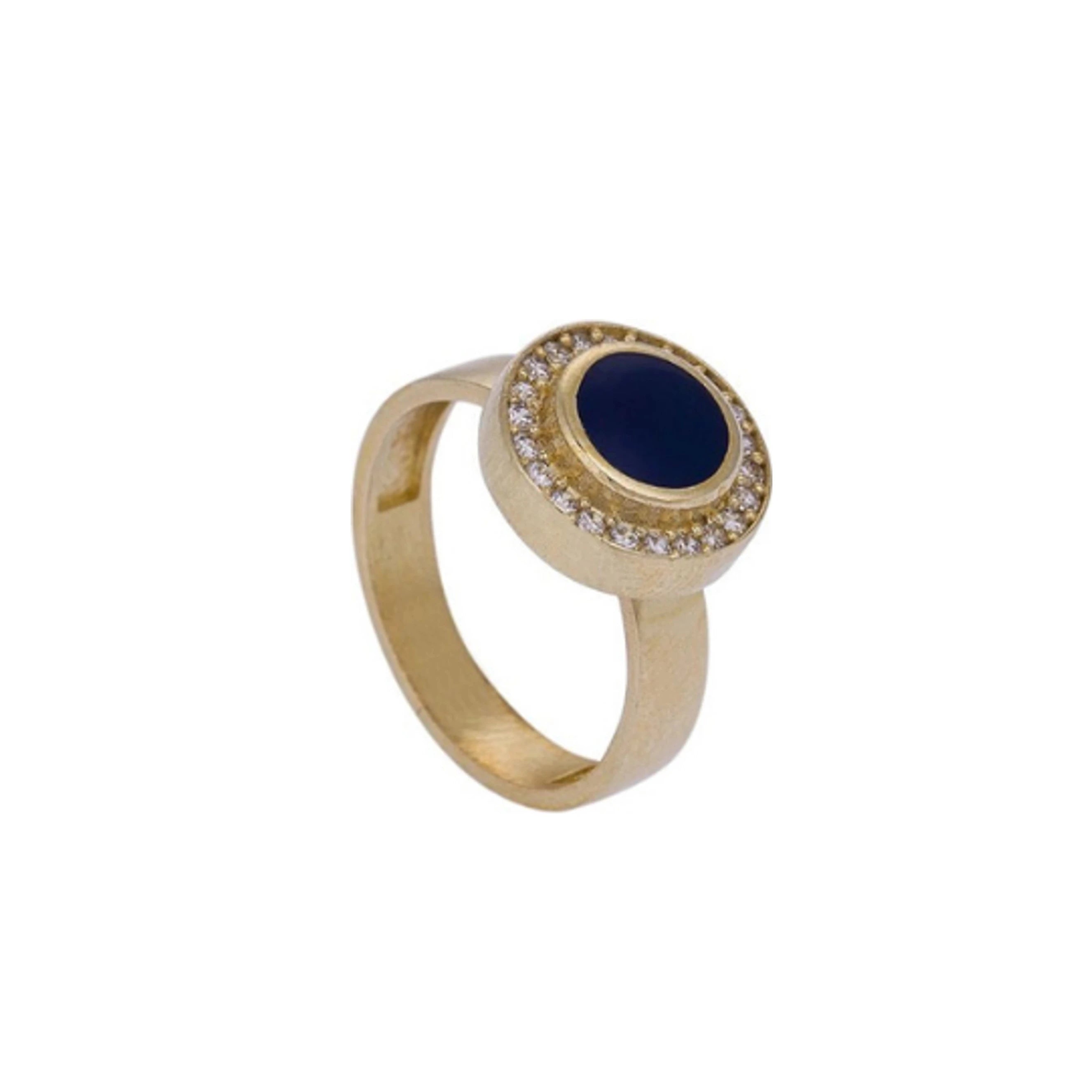 Round Ring with Enamel and Stones