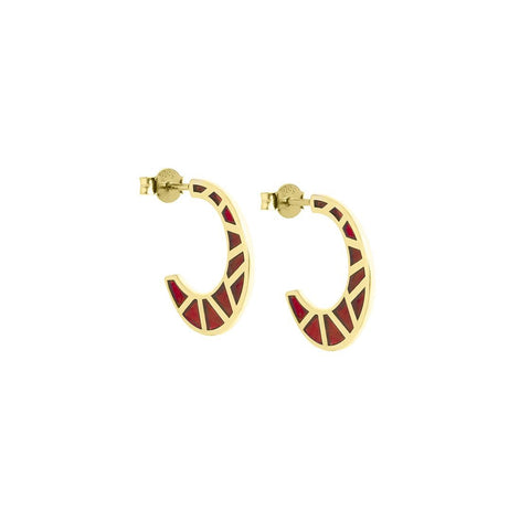Crescent Gold Earrings with Enamel