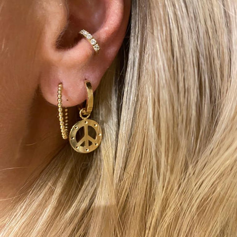  Peace Sign-shaped Gold Earring Charm