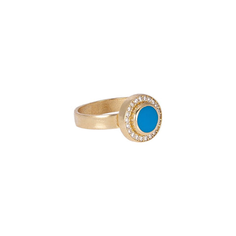 Round Ring with Enamel and Stones