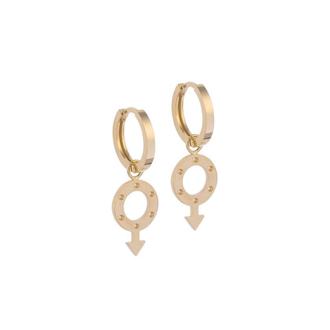 Male Sign-shaped Gold Earring Charm
