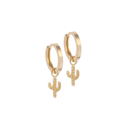 Cactus-shaped Gold Earring Charm